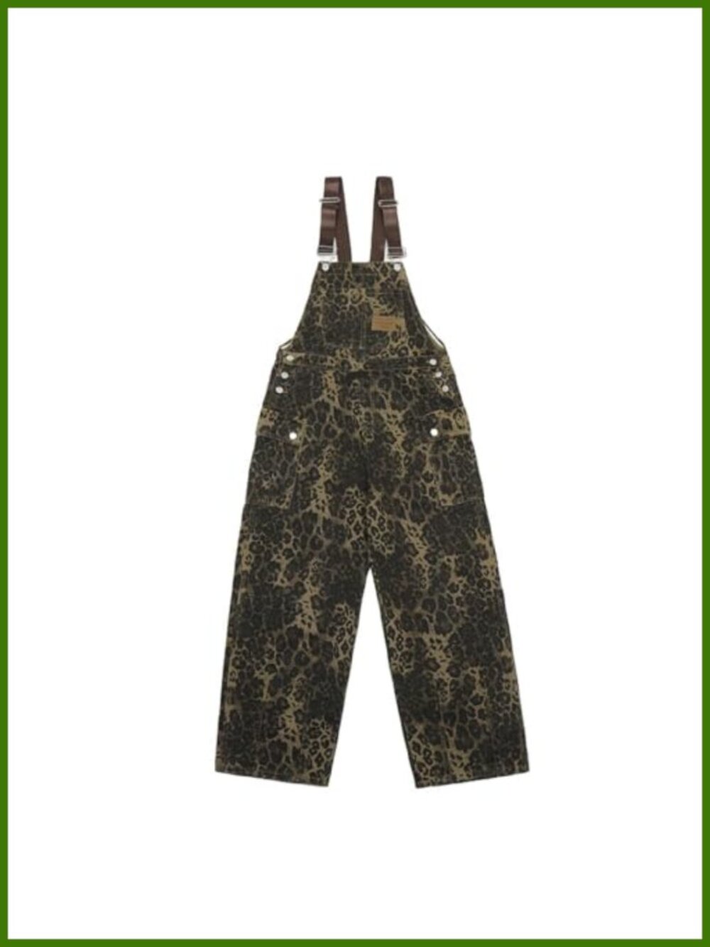 Wide Leg Leopard Print Overalls Baggy Y2K Denim Jumpsuit Cotton